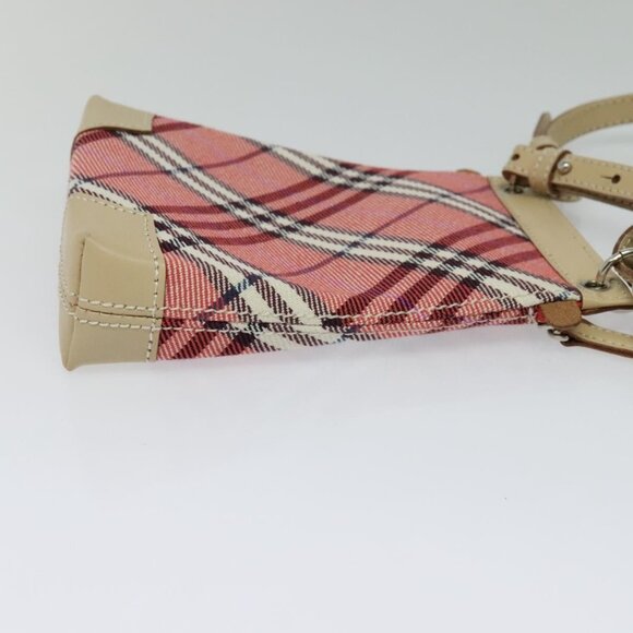 BURBERRY Nova Check Blue Label Shoulder Bag Canvas 2way Pink Silver Auth BD1626 - Picture 5 of 16